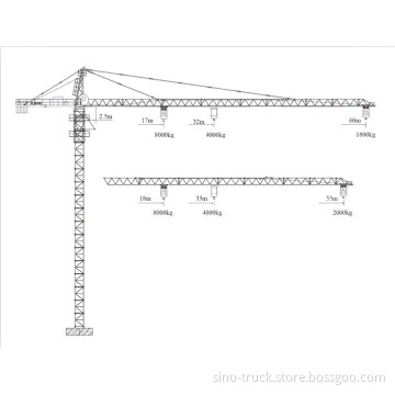 XCMG Tower Crane Qtz125 (6018-8) 8t Max Load 137.8m Max Height